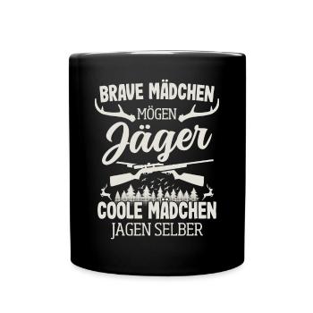 Jäger Mädchen Jagen Selber Hirsch Jagd Jägerin - Tasse einfarbig - Schwarz - Vorne