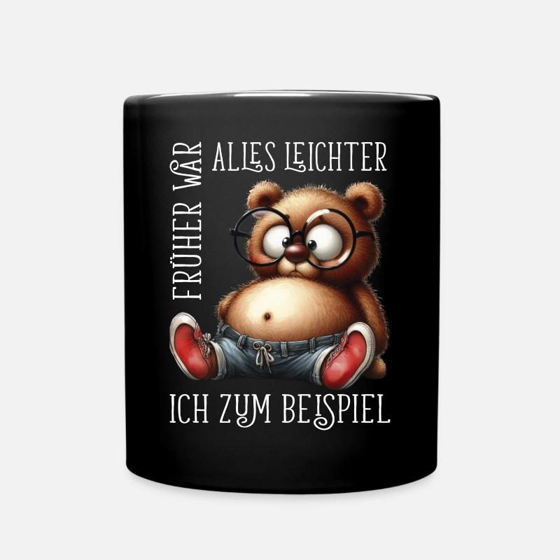 dicke Teddybär mit Jeans Sneaker lustige Sprüche - Tasse einfarbig - Schwarz