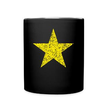 gelber Stern used look - yellow star vintage look - Tasse einfarbig - Schwarz - Vorne