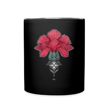 Carnation and ornament in Art Nouveau style - Full Colour Mug - black - Front