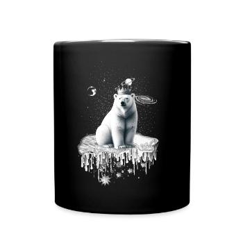 Ours polaire avec une couronne sur la banquise faune arctique - Mug uni - noir - Devant