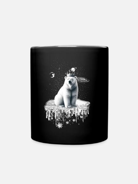 Eisbär mit Krone auf Eisscholle arktische Tierwelt - Tasse einfarbig - Schwarz