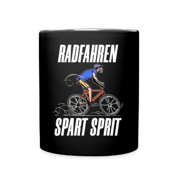 Elektrische Energie Fahrrad Tanken Statement Strom - Tasse einfarbig - Schwarz - Vorne
