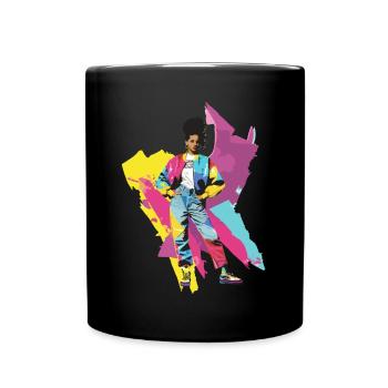 90s 90er Jahre Musik Bunt Party Karneval Kostüm - Tasse einfarbig - Schwarz - Vorne