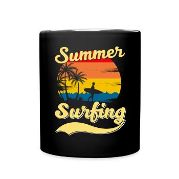 Summer Surfing Palm Beach Surfer - Tasse einfarbig - Schwarz - Vorne