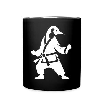 Penguin Karate Martial Arts Silhouette Minimalist - Full Colour Mug - black - Front