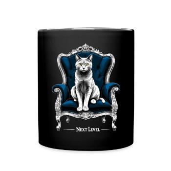 BKH British Shorthair Blue Cat King Chair - Full Colour Mug - black - Front