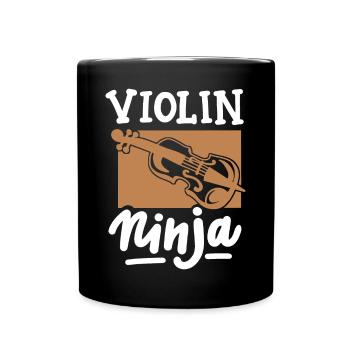 Geigenspieler Geiger - Tasse einfarbig - Schwarz - Vorne
