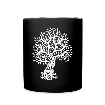 Baum des Lebens im Herzen der Natur weiß - Tasse einfarbig - Schwarz - Vorne