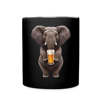 Elefant Bier - Tasse einfarbig - Schwarz - Vorne
