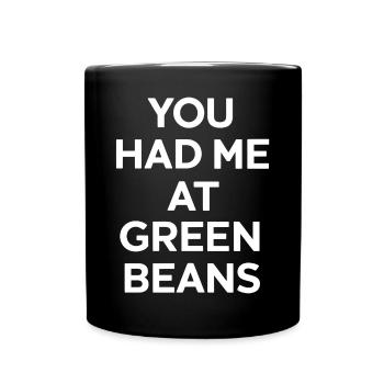 Grüne Bohnen - Tasse einfarbig - Schwarz - Vorne