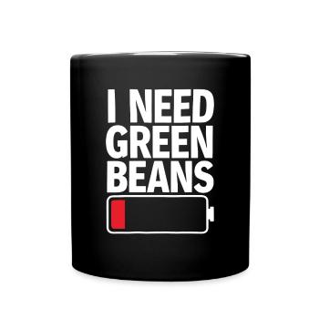 Grüne Bohnen - Tasse einfarbig - Schwarz - Vorne