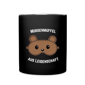 Morgenmuffel Bärenmaske - Tasse einfarbig - Schwarz - Vorne
