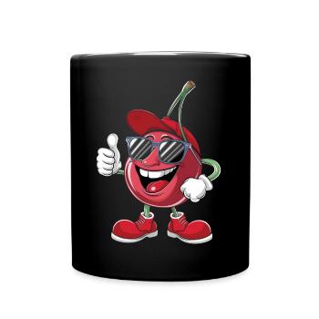 Kirsche - Tasse einfarbig - Schwarz - Vorne