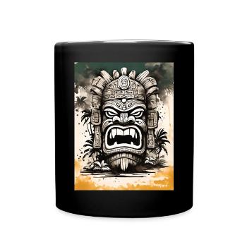 Tiki Maske Asia Art - Tasse einfarbig - Schwarz - Vorne
