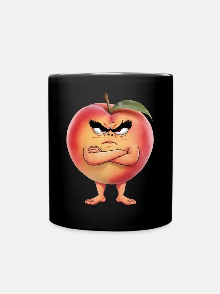 Pfirsich - Tasse einfarbig - Schwarz