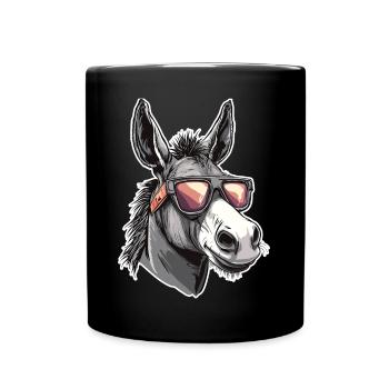 Sonnenbrillen-Esel Hipster - Tasse einfarbig - Schwarz - Vorne