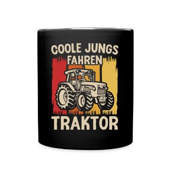Landwirt Junge Traktor Bauer Landwirtschaft - Tasse einfarbig - Schwarz - Vorne