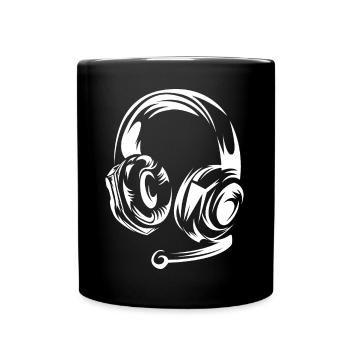 gaming headphones games illustration gamer icon - Full Colour Mug - black - Front