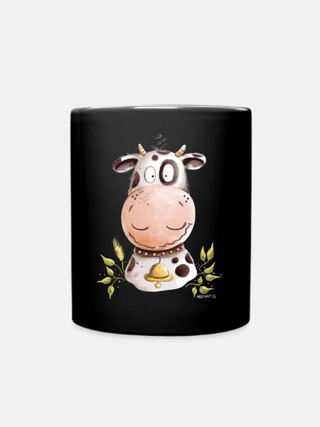 Drollige Kuh I Rind Bauernhoftiere - Tasse einfarbig - Schwarz