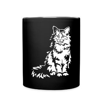 Norwegische Waldkatze "Black Edition" - Tasse einfarbig - Schwarz - Vorne