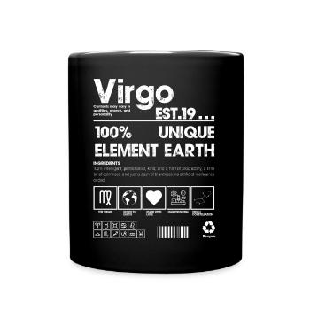 Jungfrau Erde Element 100% einzigartiges Logo - Tasse einfarbig - Schwarz - Vorne