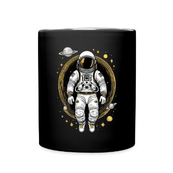 Astronaut im Weltall - Tasse einfarbig - Schwarz - Vorne