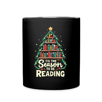 Christmas Book Tree Gift for Book Lovers - Full Colour Mug - black - Front