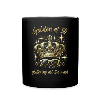 50e anniversaire : doré, scintillant et fabuleux - Mug uni - noir - Devant