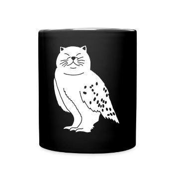 Chat chouette - Mug uni - noir - Devant