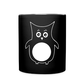 weiße Eule Vogel weiß - Tasse einfarbig - Schwarz - Vorne