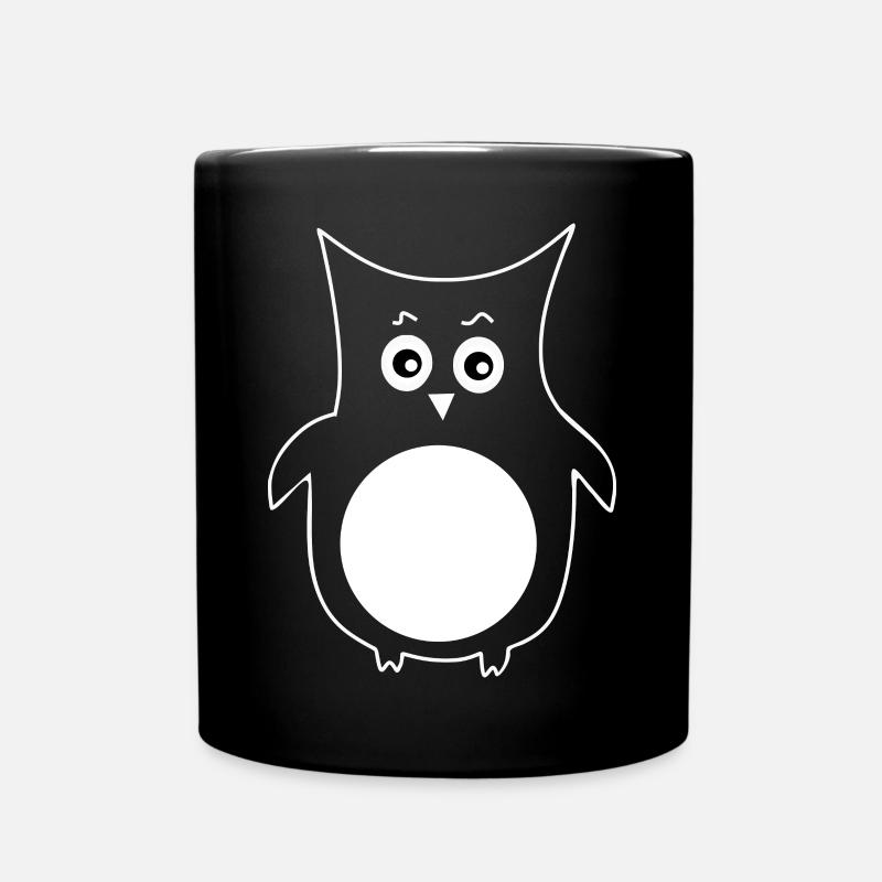 weiße Eule Vogel weiß - Tasse einfarbig - Schwarz