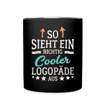 So sieht ein richtig cooler Logopäde aus - Tasse einfarbig - Schwarz - Vorne