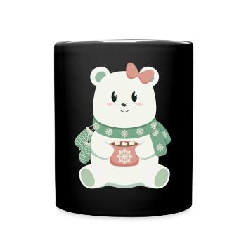 Ours polaire avec arc - Mug uni - noir - Devant