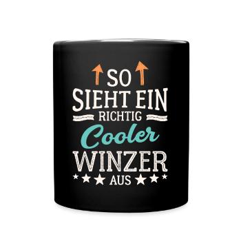 So sieht ein cooler Winzer aus Kellerei Wein - Tasse einfarbig - Schwarz - Vorne