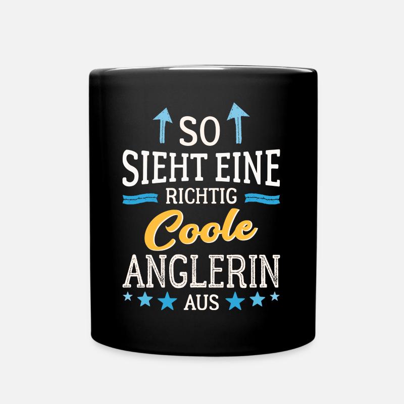 So sieht eine richtig coole Anglerin aus Fischerin - Tasse einfarbig - Schwarz