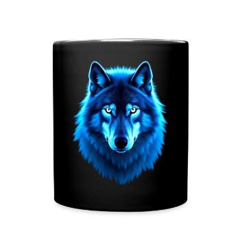 Blaues Wolfsleuchten - Tasse einfarbig - Schwarz - Vorne