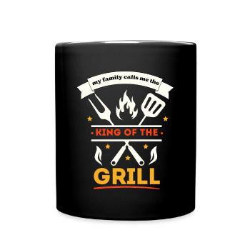 König des Grills - Tasse einfarbig - Schwarz - Vorne