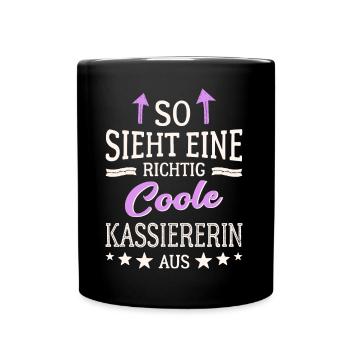 So sieht eine richtig coole Kassiererin aus - Tasse einfarbig - Schwarz - Vorne