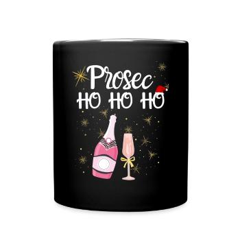 Weihnachten Prosecco - Tasse einfarbig - Schwarz - Vorne