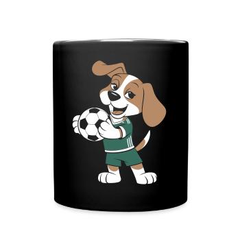 Verspielter Beagle-Fußball - Tasse einfarbig - Schwarz - Vorne
