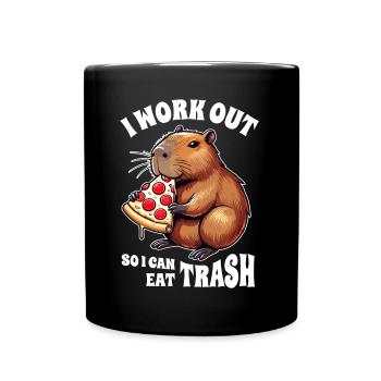 I train so I can eat garbage, capybara - Full Colour Mug - black - Front