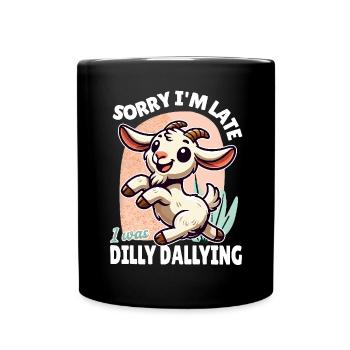 Sorry, I'm Late – Funny Goat Design - Full Colour Mug - black - Front