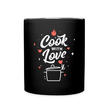 Kochen mit Liebe - Tasse einfarbig - Schwarz - Vorne