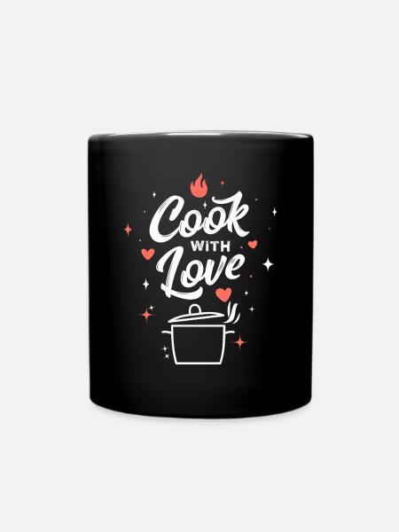 Kochen mit Liebe - Tasse einfarbig - Schwarz