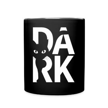 Dunkles Design mit schwarzer Katze und Typografie - Tasse einfarbig - Schwarz - Vorne