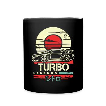 Retro JDM Turbo – Japanisches Auto Design - Tasse einfarbig - Schwarz - Vorne