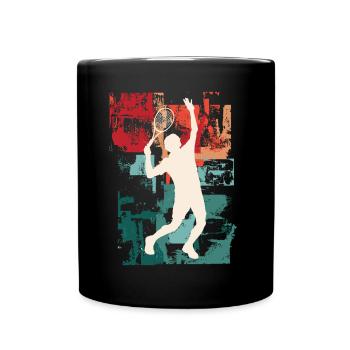 Tennis Tennis Player Player Vintage Retro Colorful - Full Colour Mug - black - Front