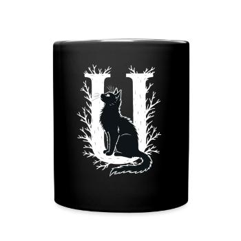 Lettre U avec chat - Mug uni - noir - Devant
