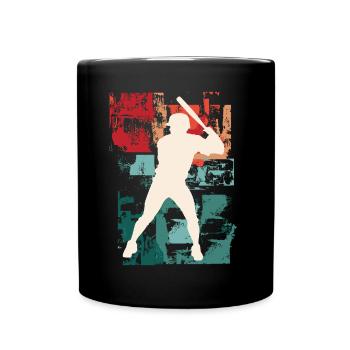 Baseball Baseball Player Player Vintage Colorful - Full Colour Mug - black - Front